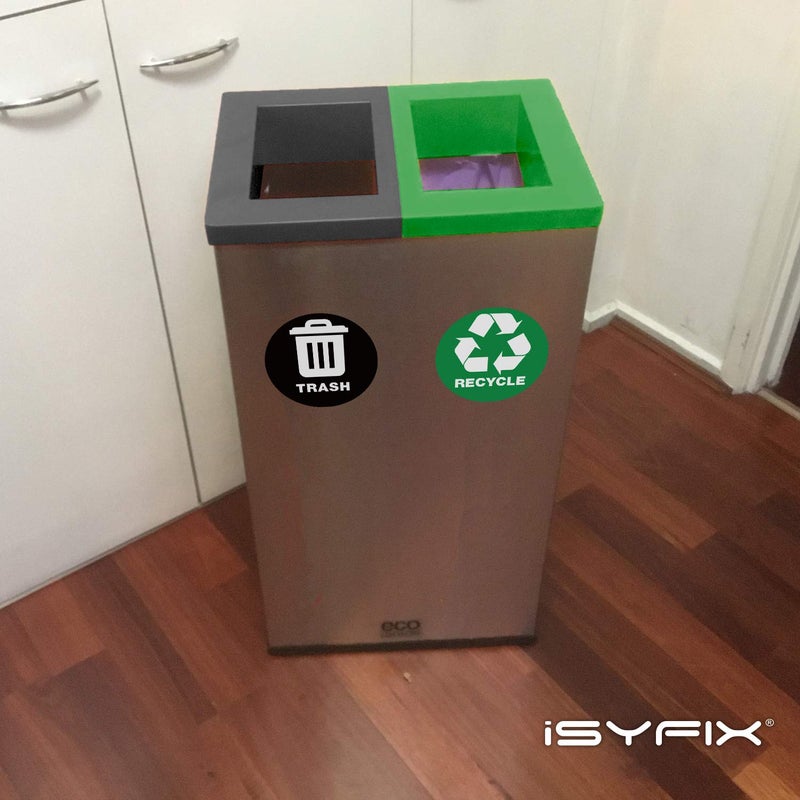 iSYFIX Recycle Sticker for Trash Can â€“6 Pack 5 inch- Premium Self-Adhesive Vinyl, Laminated for Weatherproof, UV Resistant, Perfect Label Stickers for containers, Ideal Sign for Home, Office, Kitchen - Image 4